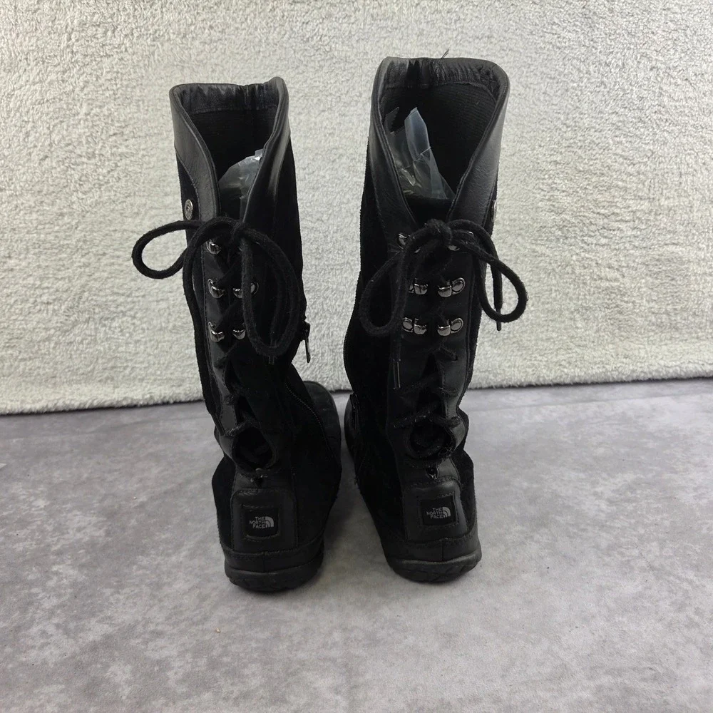 The North Face Womens Black Suede Lace Up Back Winter Boots AWPM 786 Size 8.5